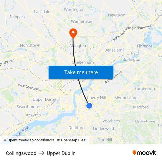 Collingswood to Upper Dublin map