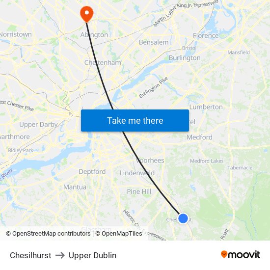 Chesilhurst to Upper Dublin map