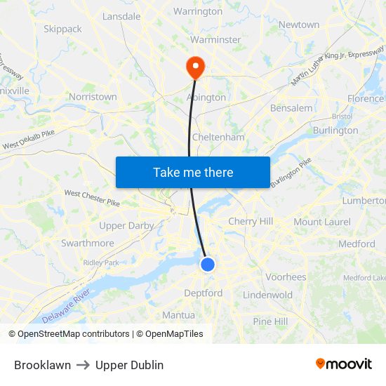 Brooklawn to Upper Dublin map