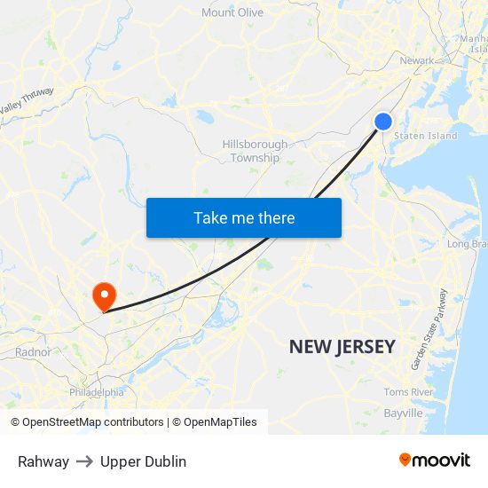 Rahway to Upper Dublin map