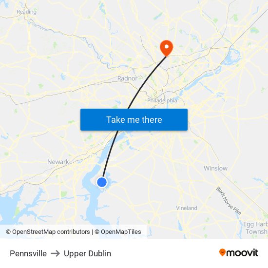 Pennsville to Upper Dublin map