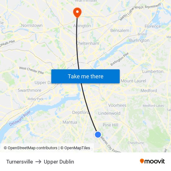 Turnersville to Upper Dublin map