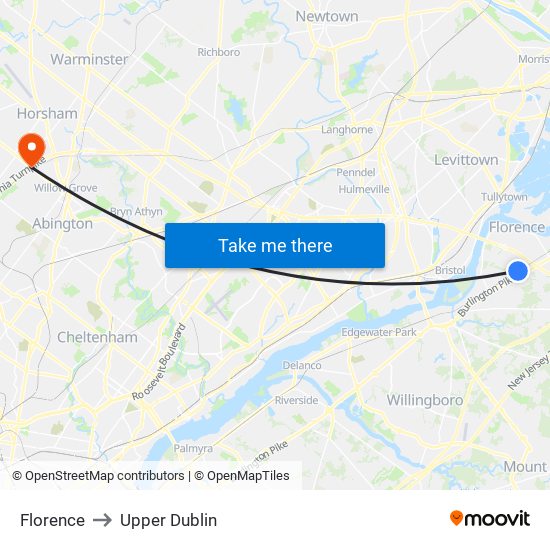 Florence to Upper Dublin map