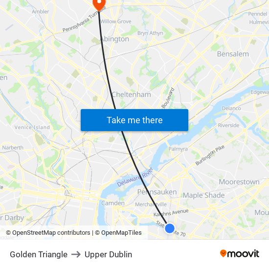 Golden Triangle to Upper Dublin map
