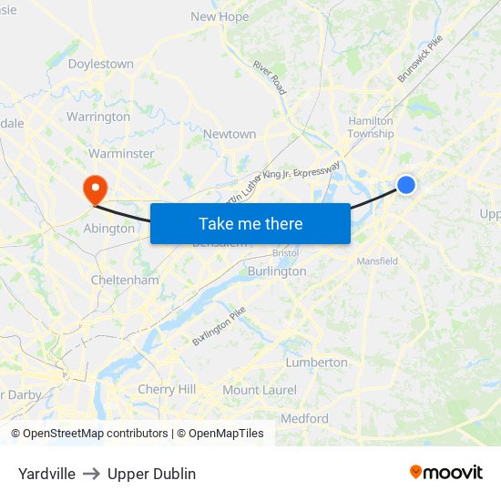 Yardville to Upper Dublin map