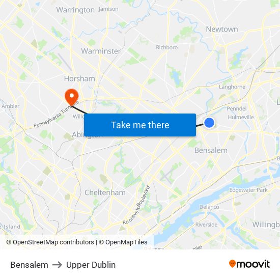 Bensalem to Upper Dublin map