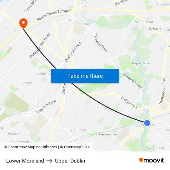 Lower Moreland to Upper Dublin map