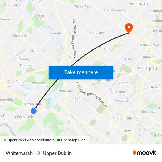 Whitemarsh to Upper Dublin map