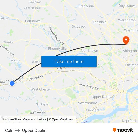 Caln to Upper Dublin map