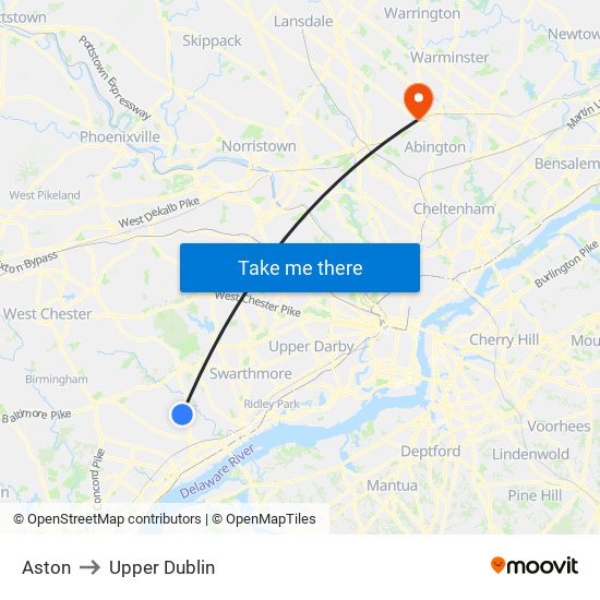 Aston to Upper Dublin map