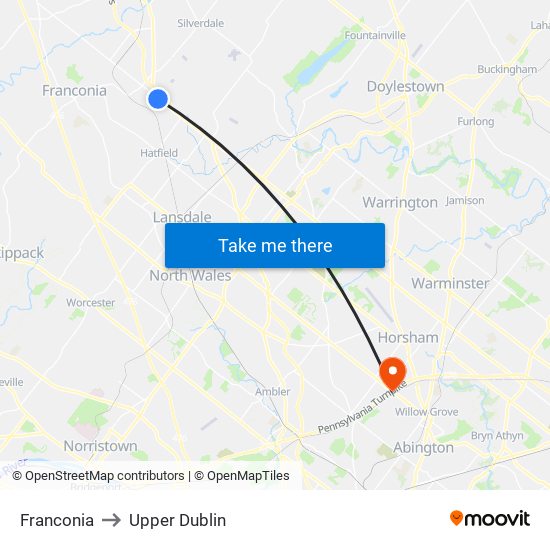 Franconia to Upper Dublin map
