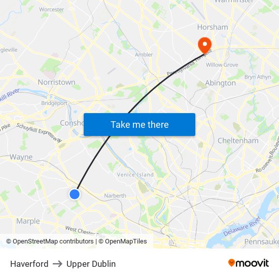 Haverford to Upper Dublin map