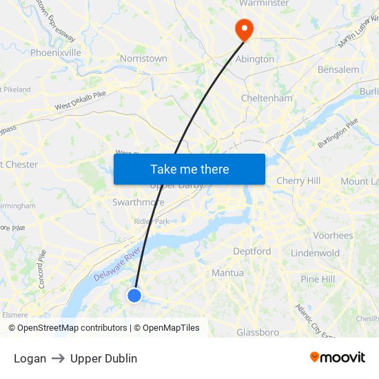 Logan to Upper Dublin map