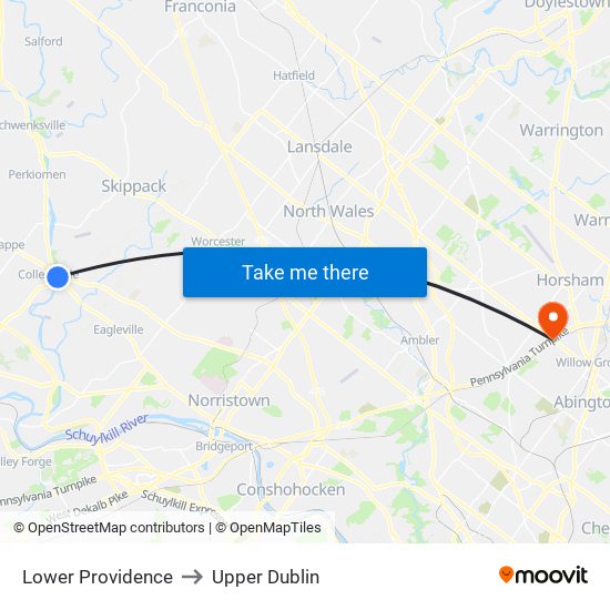Lower Providence to Upper Dublin map