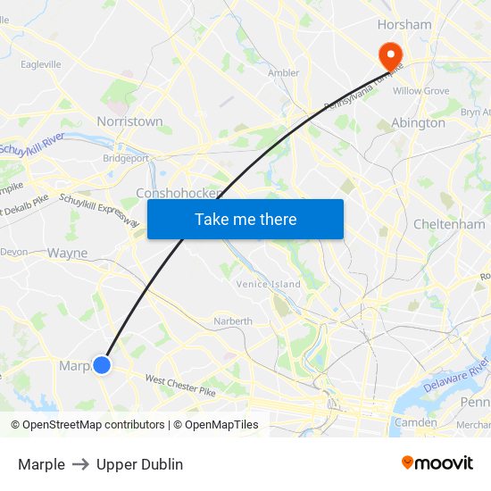 Marple to Upper Dublin map