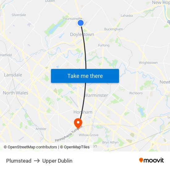 Plumstead to Upper Dublin map