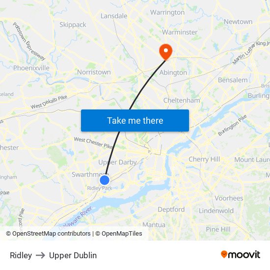 Ridley to Upper Dublin map