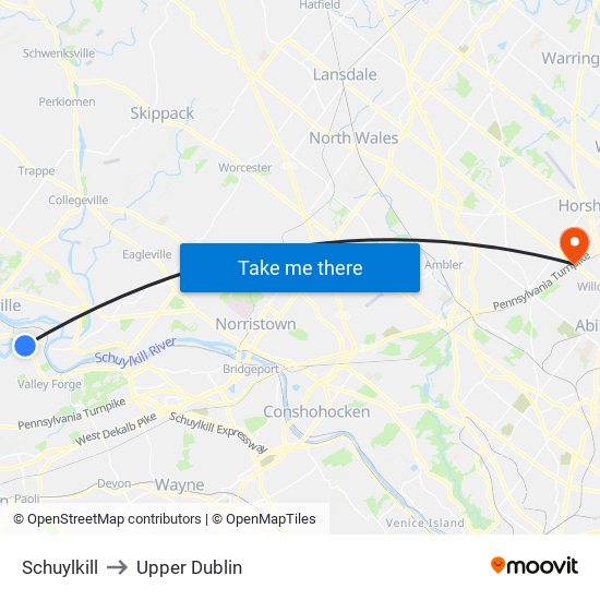 Schuylkill to Upper Dublin map