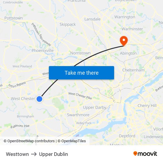 Westtown to Upper Dublin map