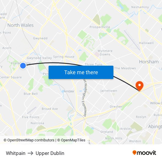 Whitpain to Upper Dublin map