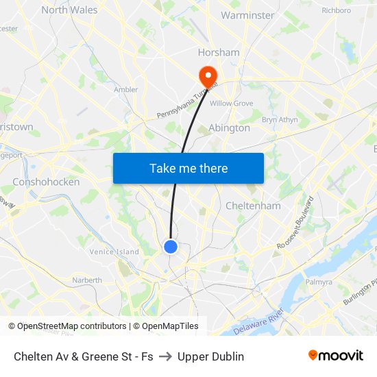 Chelten Av & Greene St - Fs to Upper Dublin map