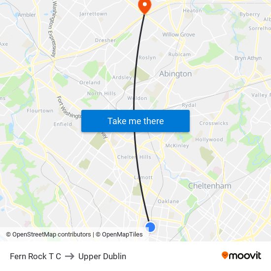Fern Rock T C to Upper Dublin map