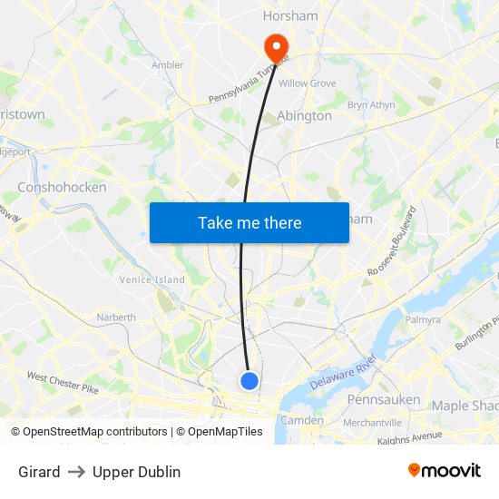 Girard to Upper Dublin map