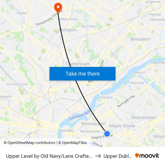 Upper Level by Old Navy/Lens Crafters to Upper Dublin map