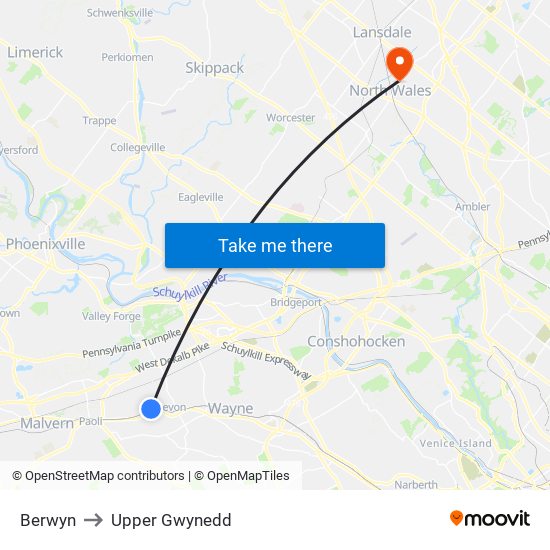 Berwyn to Upper Gwynedd map