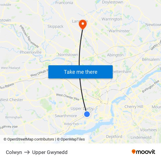 Colwyn to Upper Gwynedd map