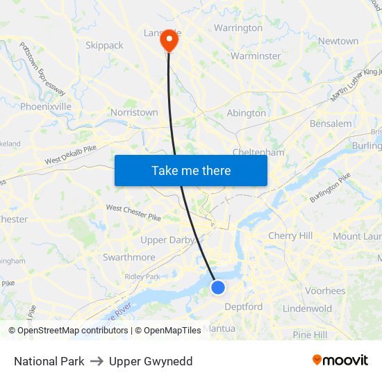 National Park to Upper Gwynedd map