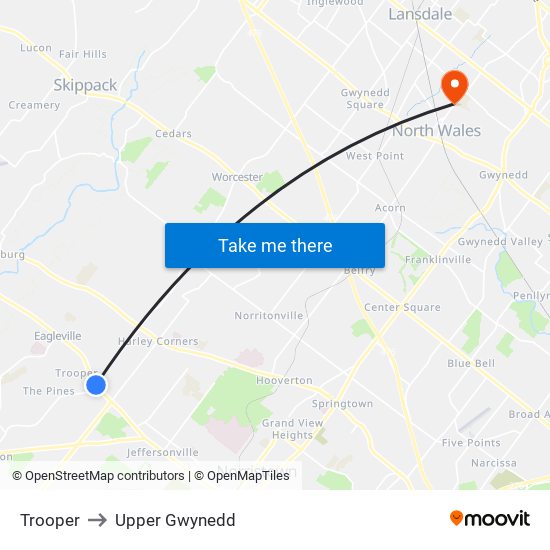 Trooper to Upper Gwynedd map