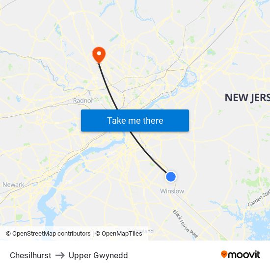 Chesilhurst to Upper Gwynedd map