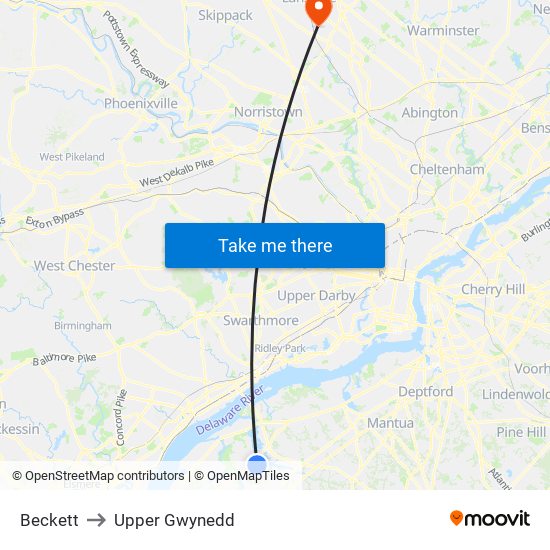 Beckett to Upper Gwynedd map