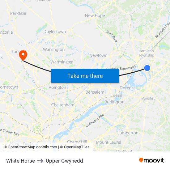 White Horse to Upper Gwynedd map