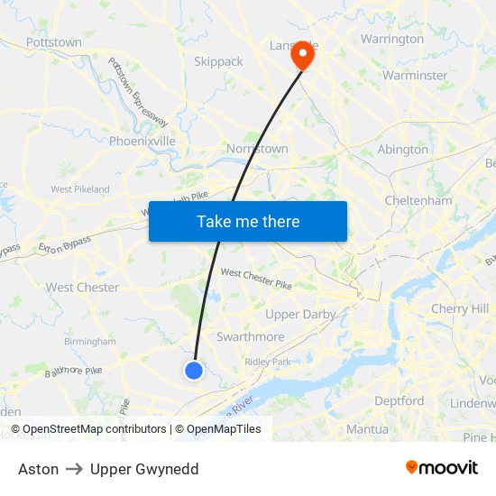 Aston to Upper Gwynedd map