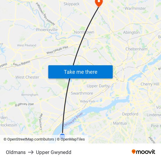 Oldmans to Upper Gwynedd map