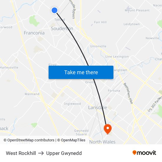 West Rockhill to Upper Gwynedd map