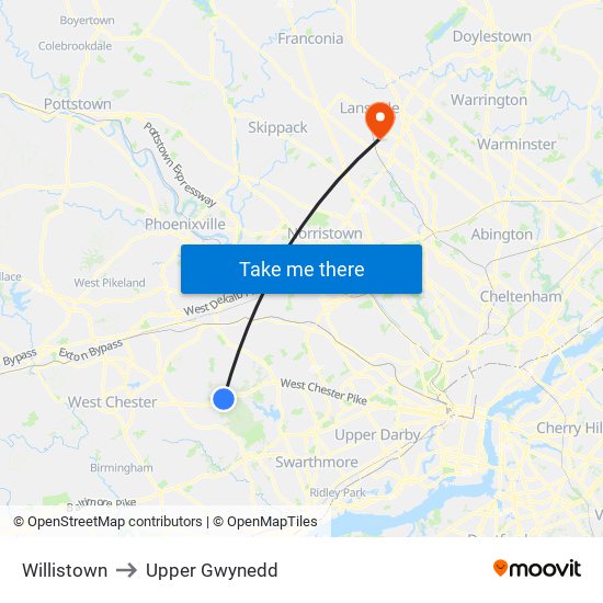 Willistown to Upper Gwynedd map