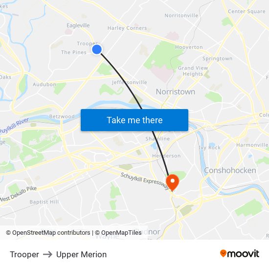 Trooper to Upper Merion map