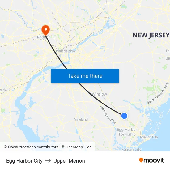 Egg Harbor City to Upper Merion map