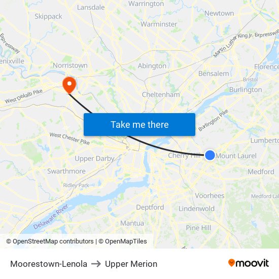 Moorestown-Lenola to Upper Merion map