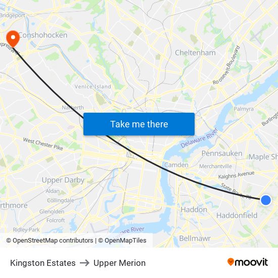 Kingston Estates to Upper Merion map