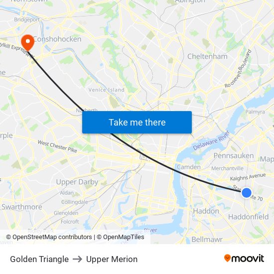 Golden Triangle to Upper Merion map