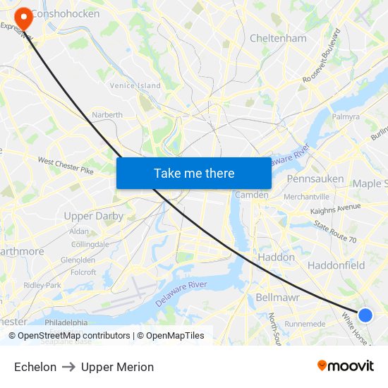Echelon to Upper Merion map