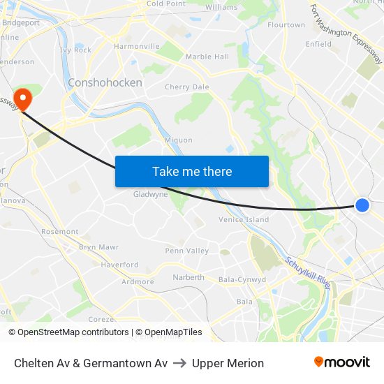 Chelten Av & Germantown Av to Upper Merion map