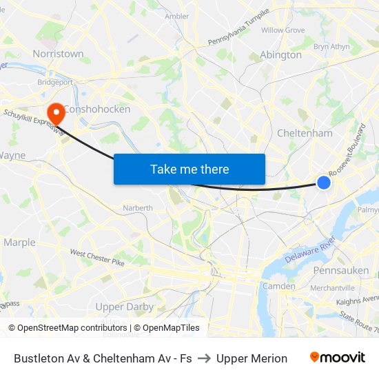 Bustleton Av & Cheltenham Av - Fs to Upper Merion map