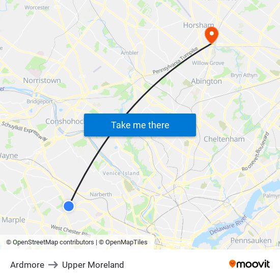 Ardmore to Upper Moreland map