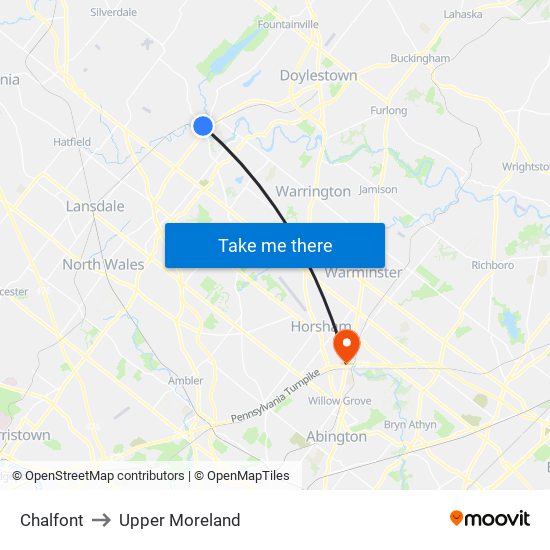 Chalfont to Upper Moreland map