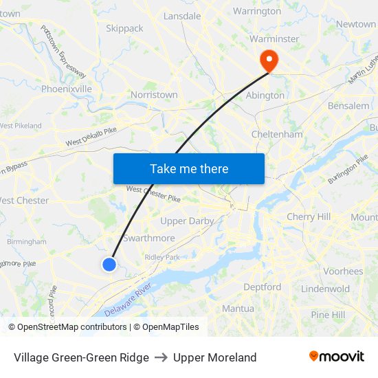 Village Green-Green Ridge to Upper Moreland map